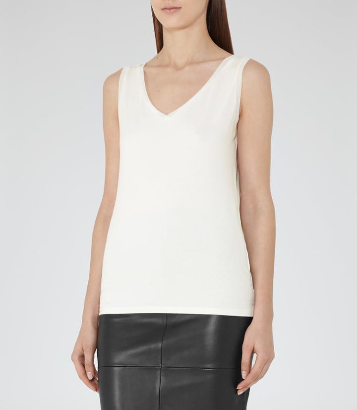 Reiss Ona - Womens V-neck Tank Top In White, Size Xs