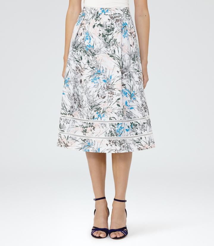 Reiss Rennie - Womens A-line Midi Skirt In Blue, Size 6
