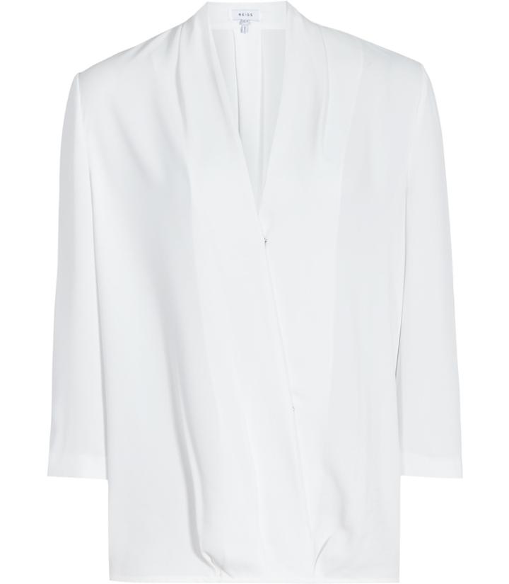 Reiss Keats - Womens Wrap-front Top In White, Size 6