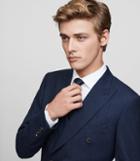 Reiss Jansen B - Double-breasted Wool Blazer In Blue, Mens, Size 36