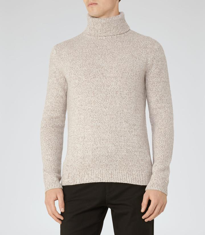 Reiss Ziggy - Flecked Rollneck Jumper In Brown, Mens, Size L