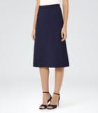 Reiss Deneuve - Womens Button-detail Midi Skirt In Blue, Size 4