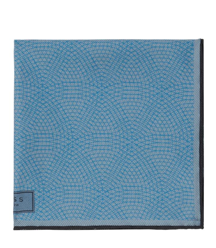 Reiss Bolt - Mens Patterned Silk Pocket Square In Blue, Size One Size