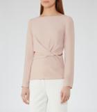 Reiss Millie - Knot-front Top In Pink, Womens, Size 2