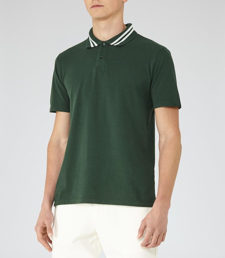 Reiss Phantom - Piped Polo Shirt In Green, Mens, Size Xs