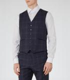 Reiss Bullard W - Tonal Check Waistcoat In Blue, Mens, Size 38