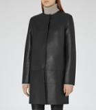 Reiss Andie - Womens Bonded-leather Coat In Grey, Size Xs