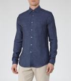 Reiss Holland - Mens Slim-fit Linen Shirt In Blue