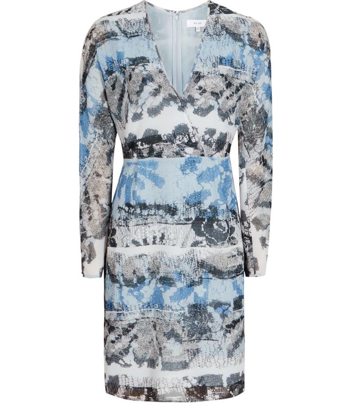 Reiss Valetta - Womens Printed Dress In Blue, Size 4
