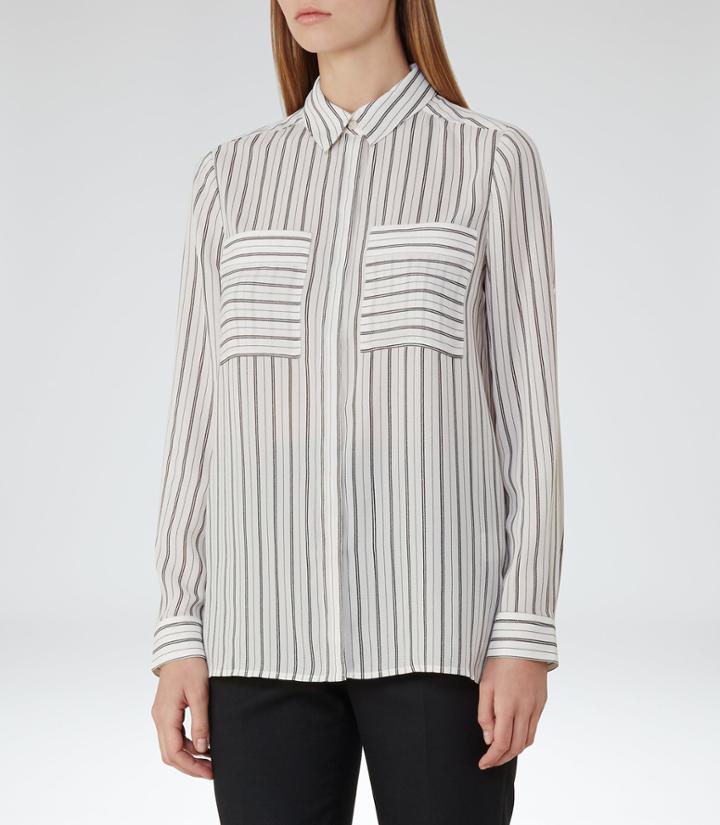 Reiss Lucia - Womens Striped Shirt In White, Size 4