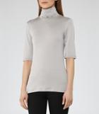 Reiss Britany - Womens Metallic High-neck Top In Grey, Size S