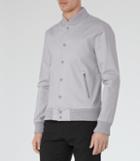 Reiss President - Button Bomber Jacket In Grey, Mens, Size Xs