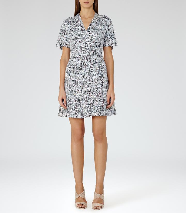 Reiss Prose - Womens Printed Dress In White, Size 6