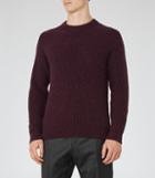Reiss Jamie - Ribbed Crew-neck Jumper In Red, Mens, Size L