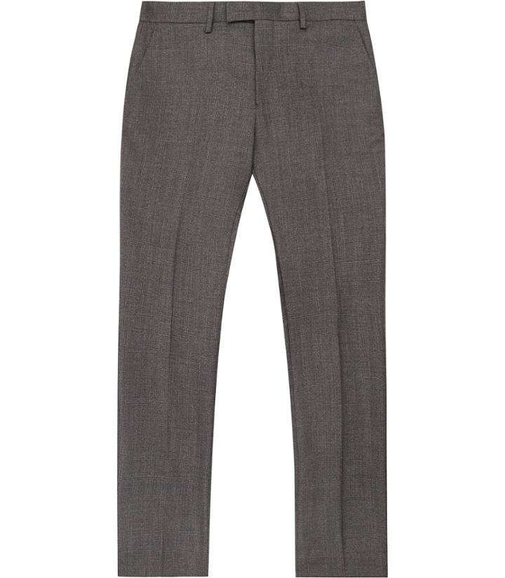Reiss Severinos - Mens Slim Check Trousers In Grey, Size 28