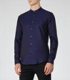 Reiss Scent - Mens Slim Grandad Collar Shirt In Blue, Size S