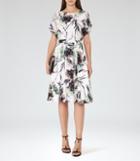 Reiss Naomi - Womens Printed Cold-shoulder Dress In White, Size 4