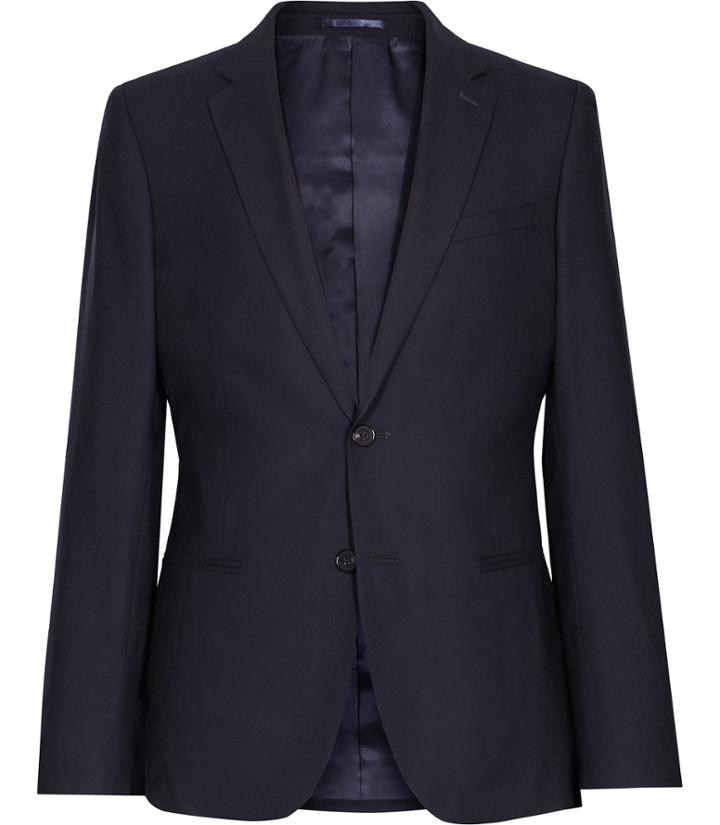 Reiss Matsuda B - Mens Slim-fit Wool Blazer In Blue, Size 36