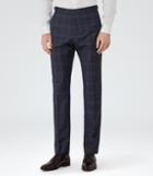 Reiss Bullard T - Mens Tonal Check Tailored Trousers In Blue, Size 28