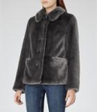 Reiss Alexia - Womens Faux Fur Coat In Grey, Size S