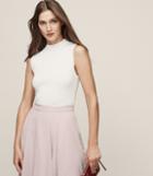 Reiss Charlie - Ribbed-knit High Neck Tank Top In White, Womens, Size 0