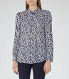 Reiss Hale - Womens Printed Shirt In Blue, Size 6