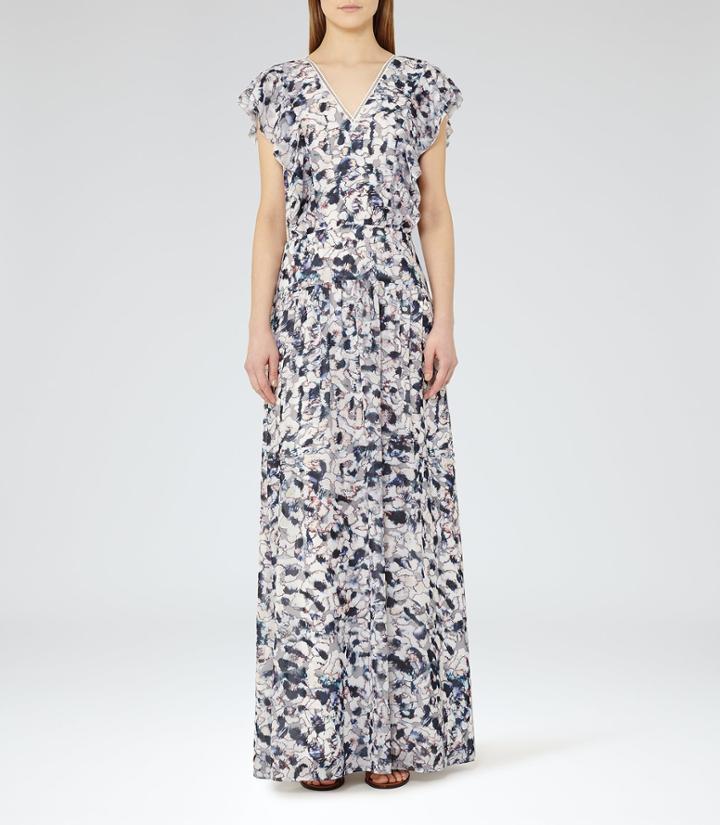 Reiss Eli - Printed Maxi Dress In Pink, Womens, Size 2