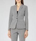 Reiss Linear Jacket - Womens Checked Blazer In White, Size 6