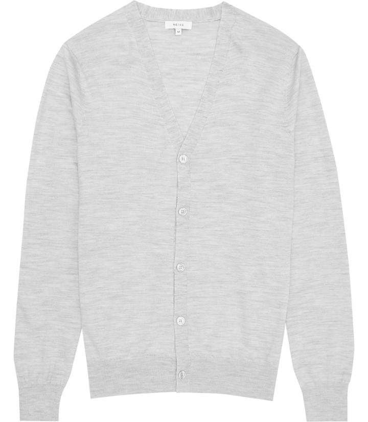 Reiss Walter - Mens Merino Wool Cardigan In Grey, Size Xs