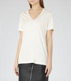 Reiss Ele - V-neck T-shirt In White, Womens, Size S