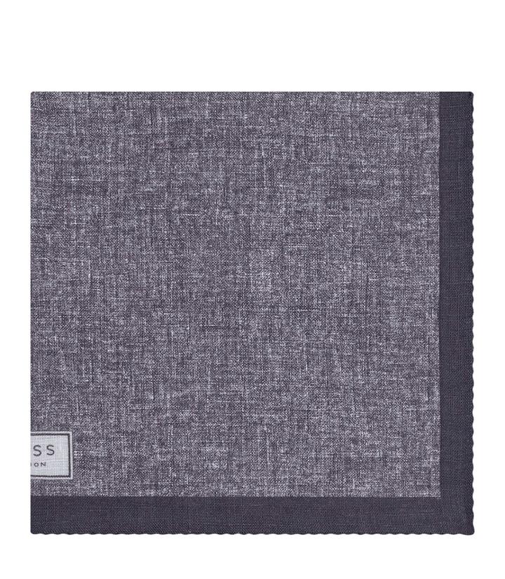 Reiss Walsh - Mens Printed Linen Pocket Square In Blue, Size One Size