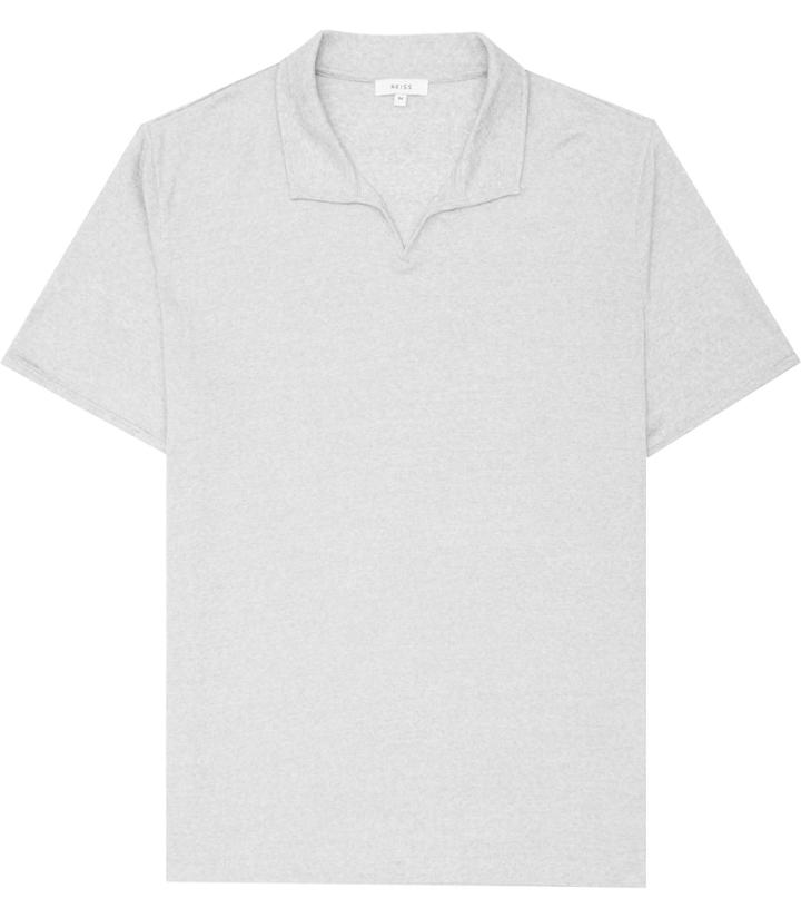 Reiss Almancil - Mens Open Collar Polo Shirt In Grey, Size Xs