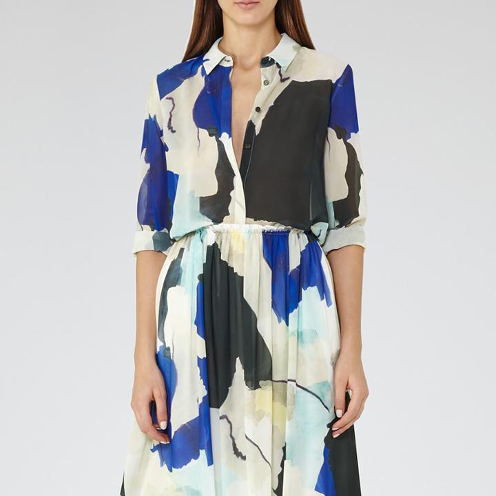 Reiss Celina - Womens Printed Shirt In Blue
