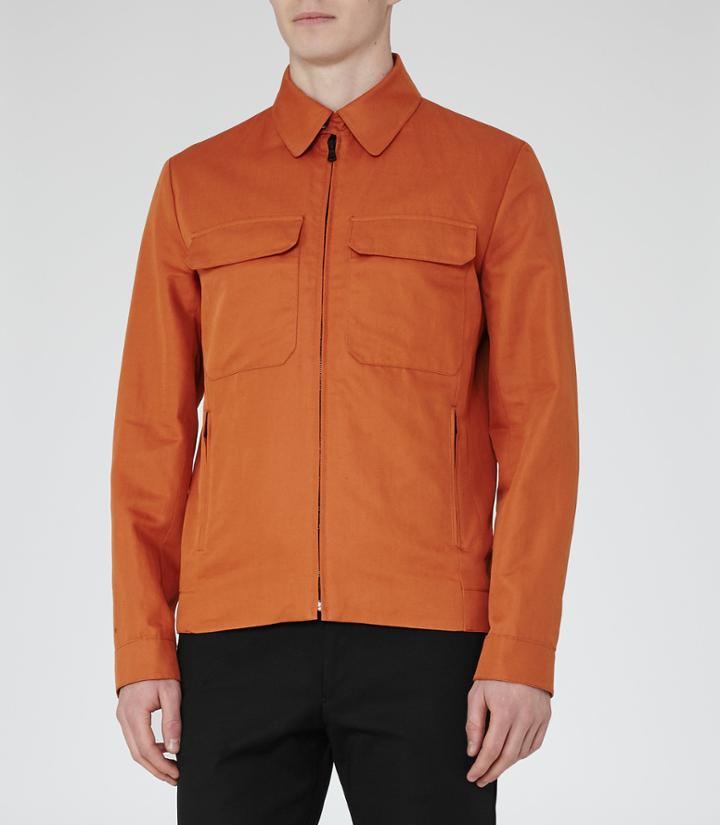 Reiss Horizon - Mens Cotton And Linen Jacket In Brown, Size S