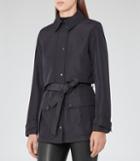 Reiss Dale - Cropped Trench Coat In Blue, Womens, Size 0