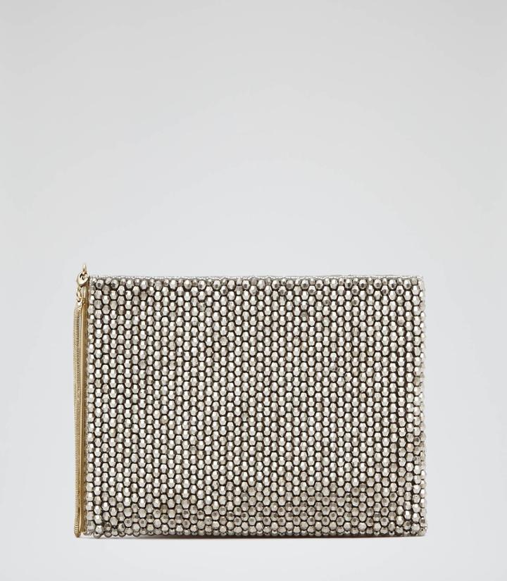 Reiss Cindy - Womens Beaded Clutch Bag In Grey