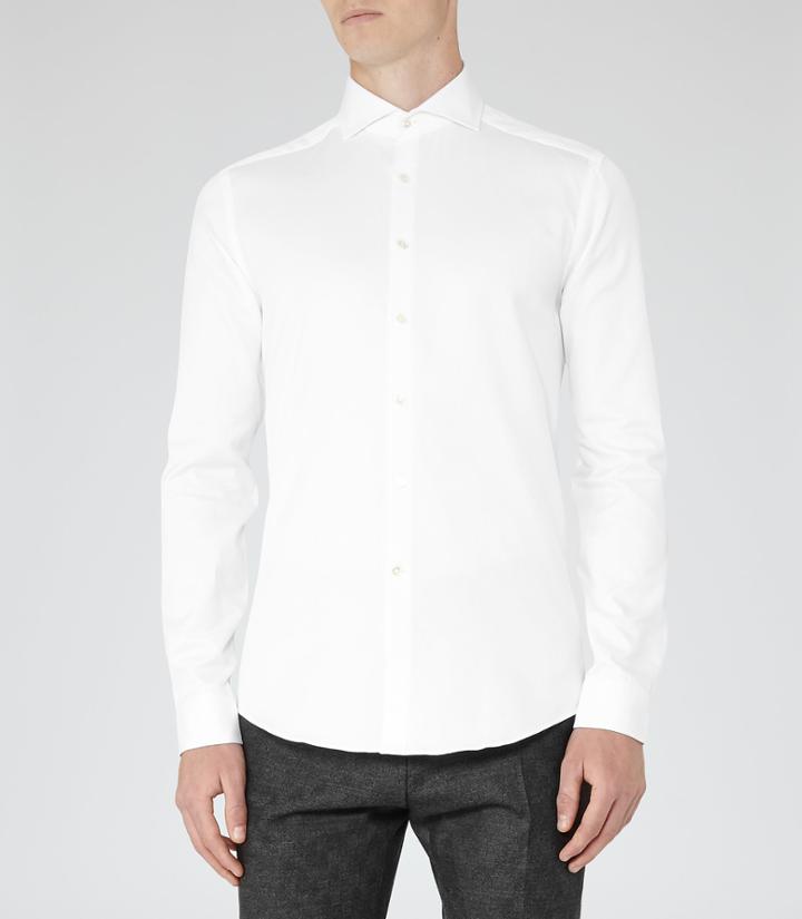 Reiss Oscar - Mens Textured Shirt In White, Size M