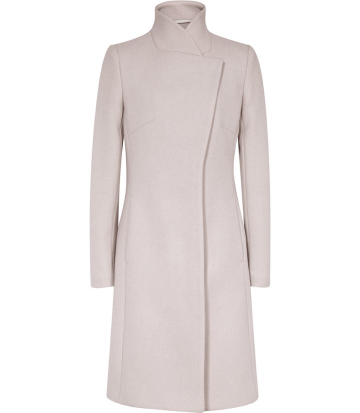 Reiss Hutton - Womens Wrap-collar Coat In Brown, Size 4