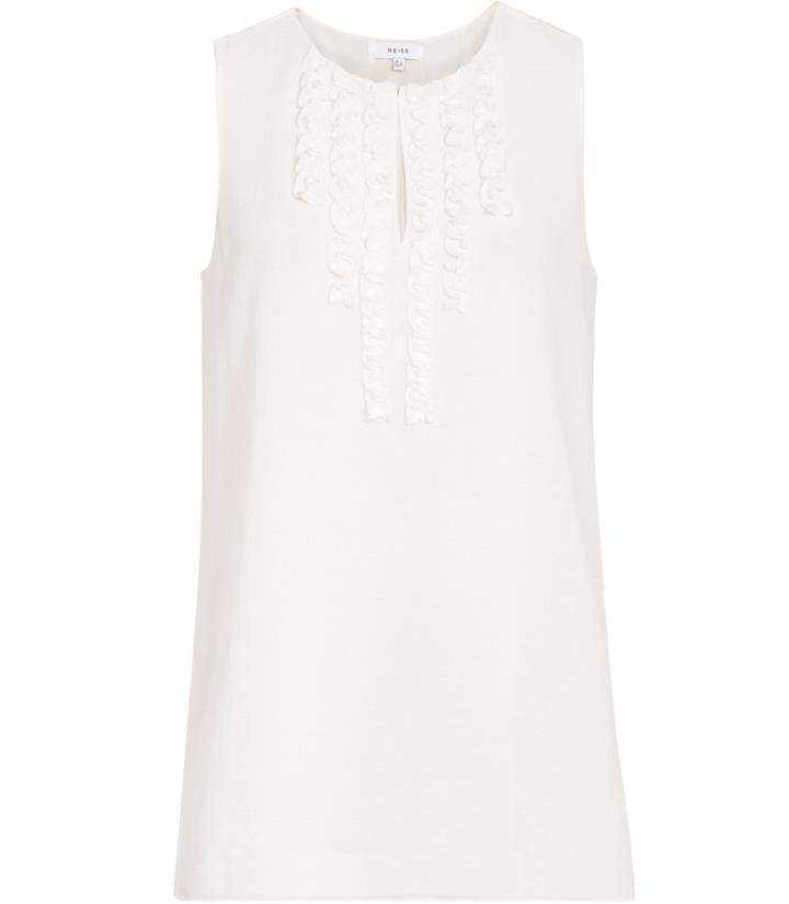 Reiss Seirra - Womens Ruffle-front Top In White, Size 4