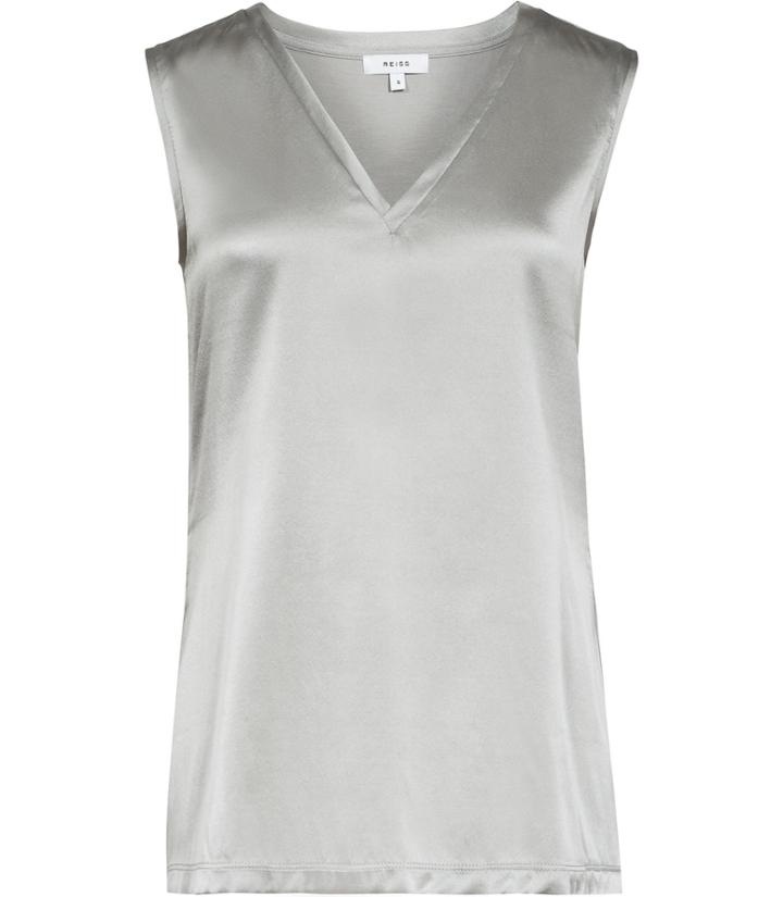 Reiss Fi - Womens Silk-front Tank Top In Brown, Size Xs