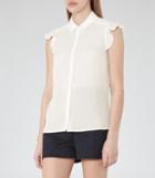 Reiss Tobine - Frill-sleeve Shirt In White, Womens, Size 0