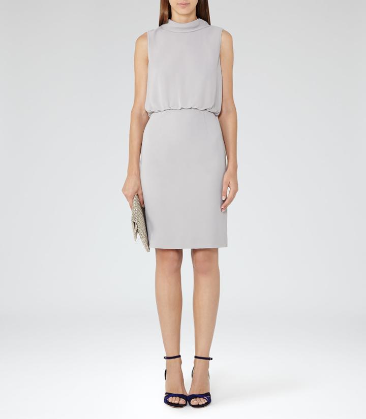Reiss Angela - Womens High-neck Dress In Grey, Size 6