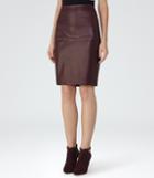 Reiss Cleo - Womens Leather-panel Pencil Skirt In Red, Size 6