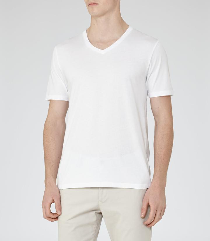 Reiss Dayton - Mens V-neck T-shirt In White, Size S