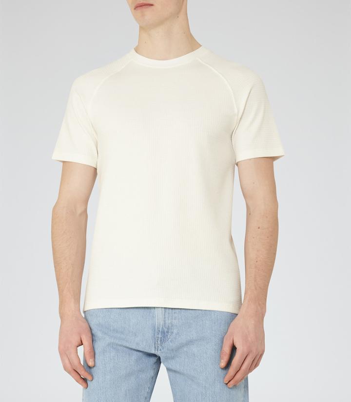 Reiss Byron - Waffle Weave T-shirt In White, Mens, Size Xs