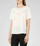 Reiss Hartley - Womens Scallop-detail Top In White, Size Xs