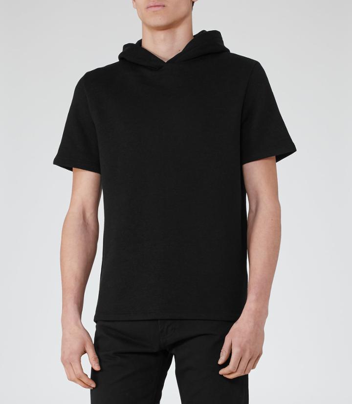 Reiss Shelter - Mens Marl Hooded Top In Black, Size S