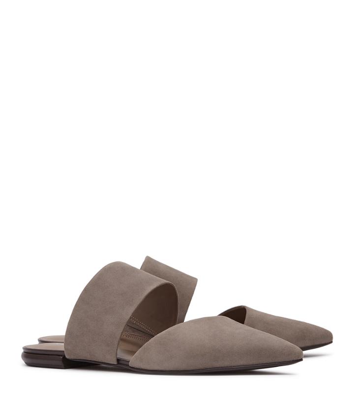 Reiss Eden - Womens Suede Flat Mules In Grey, Size 3