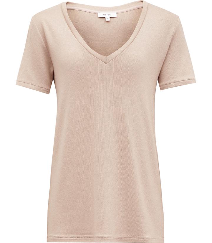 Reiss Leia - Womens Soft Jersey T-shirt In Brown, Size Xs