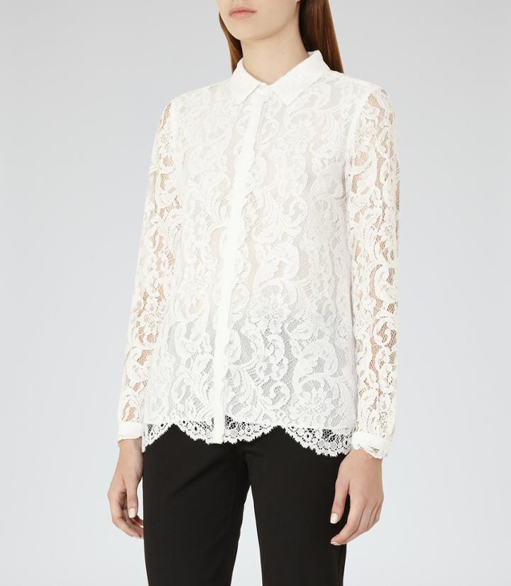 Reiss Yasmina - Womens Lace Blouse In White, Size 6